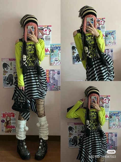 Colourful Alternative Fashion, Bright Alt Outfits, Colourful Alt Outfits, Bright Y2k Outfits, Autumncore Outfit, Maximalist Outfit Ideas, Colorful Alternative Fashion, Maximalist Outfit, Leg Warmers Outfit