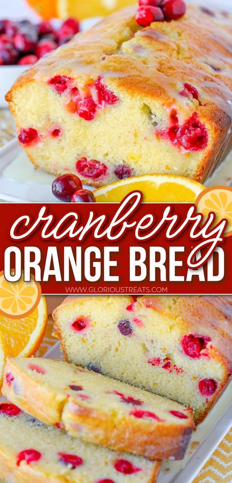 Cranberry Orange Loaf, Orange Cranberry Loaf, Orange Cranberry Bread, Orange Bread Recipe, Orange Loaf, Cranberry Bread Recipes, Bread Recipe Video, Cranberry Dessert, Dessert Breads