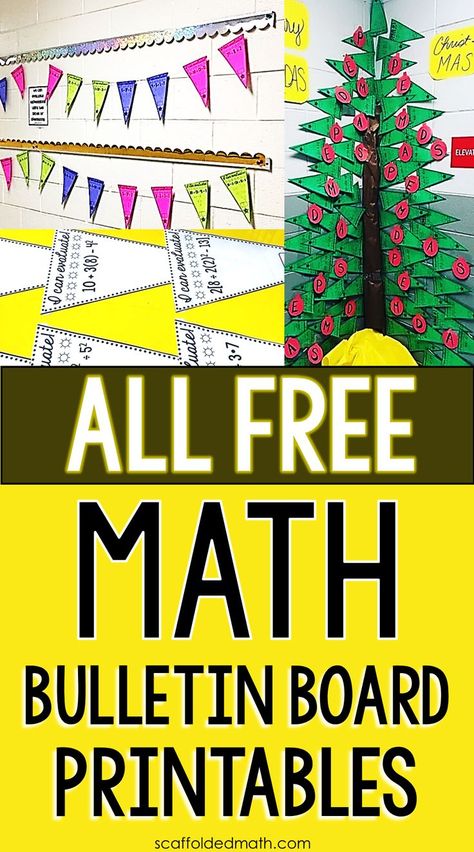 Free Math Bulletin Board Printables to decorate your math classroom. Every math bulletin board printable in this post is FREE! Math Bulletin Boards Elementary, Math Bulletin Boards Middle School, Bulletin Board Printables, High School Bulletin Boards, Math Bulletin Boards, High School Math Classroom, Elementary Math Classroom, Math Classroom Decorations, Middle School Math Classroom