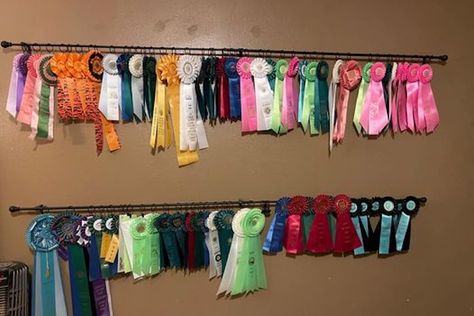 Dog Award Ribbon Display Ideas, Prize Ribbon Display, Dog Show Ribbon Display, How To Display Ribbons, Sports Ribbon Display Ideas, Dog Show Ribbon Display Ideas, Ribbon Display Ideas Horse, Dog Show Ribbons, Dog Ribbon Display Ideas