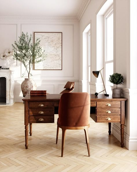 Stylish Workspace Idea When You Don't Have a Home Office - Patticake Wagner Colonial Office Design, Anthology Creative Studio, Neutral Home Office, Chic Office Chair, Office Inspo, Design Apartment, Neutral Home, Architect House, Office Inspiration