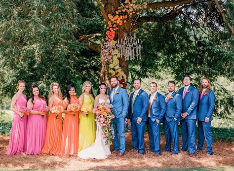 Colorful Wedding Party, Tall Arrangements, Wedding Groomsmen Attire, Multicolor Wedding, Colour Wedding, Grooms Suit, Bright Wedding Colors, Anchor Wedding, Wedding Color Pallet