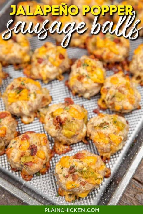 Jalapeno Popper Sausage, Jalapeno Balls, Balls Appetizers, Jalapeño Sausage, Sausage Balls Bisquick, Cream Cheese Sausage Balls, Sausage Balls Recipe, Homemade Bisquick, Chicken Balls