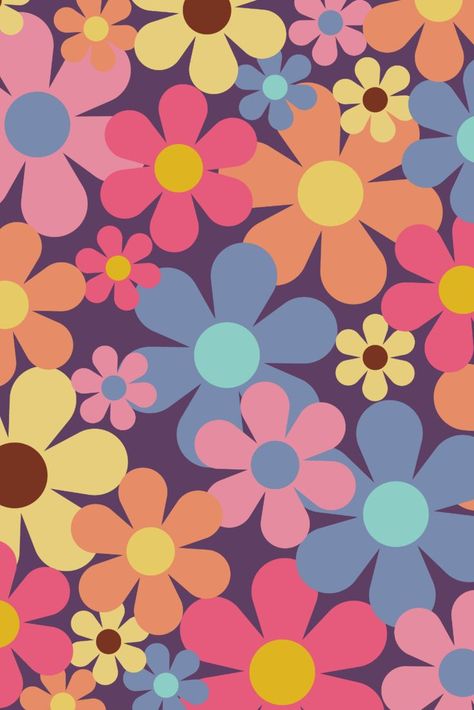 Hi flower lovers, this amazing 70s flower pattern suits your fashion and home decorations. #redbubble #pattern #flowerpattern #70s #retro #colorful 70s Flower Pattern, Butterfly Wallpaper Iphone, Hippie Flowers, Flower Pattern Design, Hippie Wallpaper, Phone Wallpaper Design, Retro Wallpaper, 70s Retro, Painted Pots