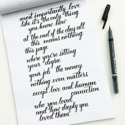 Fudenosuke Lettering, Poetry Calligraphy, Beautiful Penmanship, Heart Poetry, Gifts From The Heart, Handwriting Examples, Hand Lettering Worksheet, Pretty Handwriting, Tombow Fudenosuke