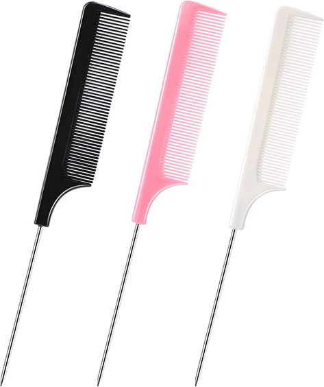 Women Barber, Fine Tooth Comb, Rat Tail Comb, Rat Tail, Styling Brush, Amazon Beauty Products, Skincare Tools, Steel Handle, Wet Hair