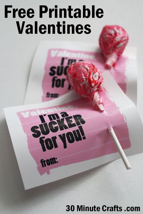 Free Printable Valentines with suckers Valentines With Suckers, Valentines Gifts For School, Sucker Crafts, Sucker Valentines, Kids Valentines Gifts, Valentines Preschool, Beta Club, 30 Minute Crafts, Valentines Activities