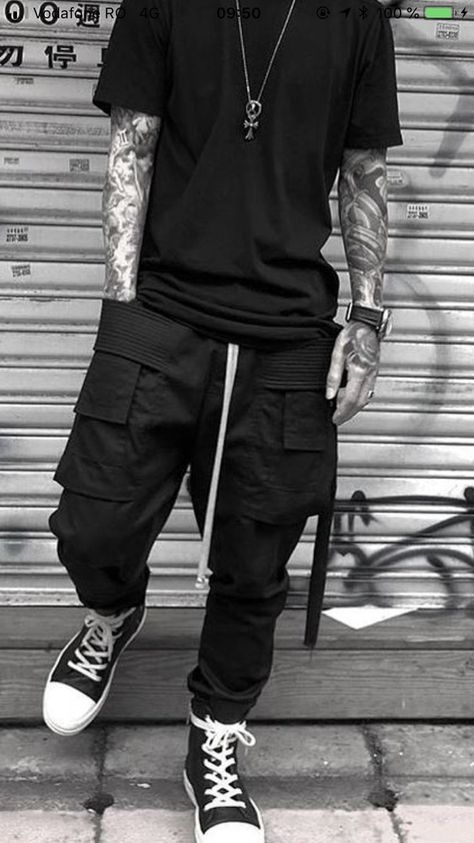 Black Grunge Aesthetic Outfit Men, Dark Casual Outfits Male, Casual Techwear Men, Mens Emo Outfits, Emo Aesthetic Men, Aesthetic Male Outfits Grunge, Dark Grunge Aesthetic Outfits Men, Dark Grunge Outfits Men, Male Clothes Aesthetic