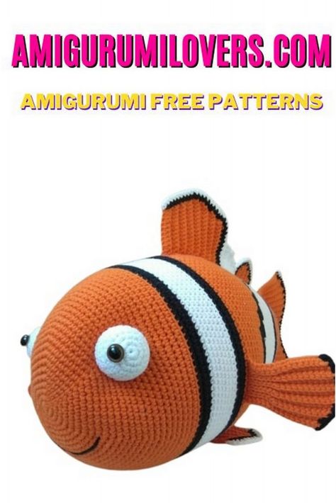 Disney Crochet Patterns, Amigurumi Animals, Clown Fish, Amigurumi Free, Soft Toys, Amigurumi Free Pattern, Knitted Toys, Crochet Patterns Amigurumi, Slip Stitch