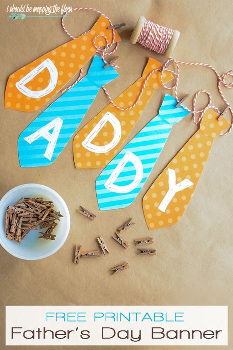 Free Printable Father's Day Banner | Download this cute tie banner for a festive Father's Day! Diy Father's Day Crafts, Fathers Day Banner, Diy Father's Day Gifts, Fathers Day Quotes, Father's Day Diy, Great Father, Dad Day, Fathers Day Crafts, Fathers Day Cards