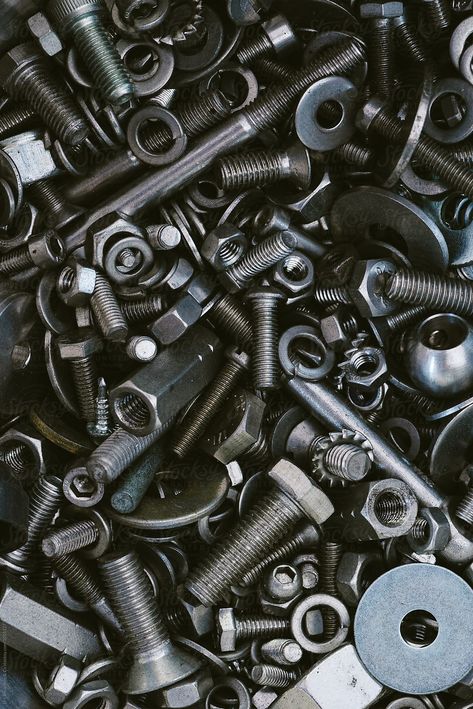 Screws, Nuts and Bolts  by Urs Siedentop & Co for Stocksy United Mechanics Aesthetic, Close Up Art, Amoled Wallpapers, Screws And Bolts, Mechanic Tools, Ex Machina, Nuts And Bolts, Digital Wallpaper, Of Wallpaper