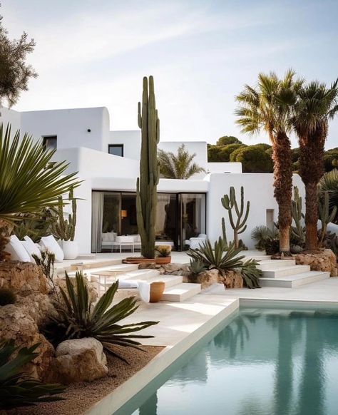 Spanish Villa, Ibiza Style, Ibiza Fashion, Desert Homes, Mediterranean Home, Spanish House, Mediterranean Homes, Bloxburg House Ideas, Villa Design