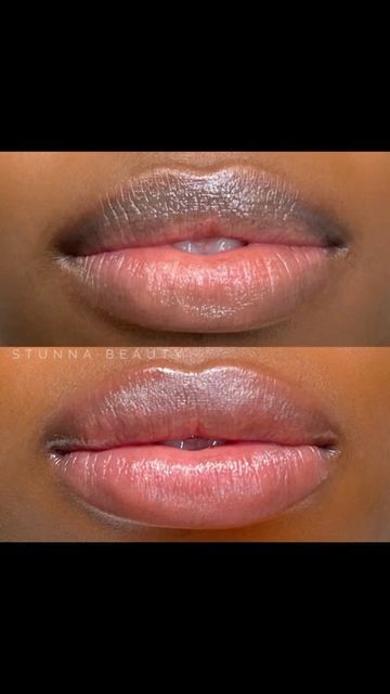 Tattoo Lip Color, Lip Blushing On Dark Skin, Lip Blush On Dark Lips, Dark Lip Neutralization, Lip Blushing Tattoo Before And After Black Women, Dark Skin Lips, Lip Blush Black Women, Lip Blushing Tattoo Colors Dark Skin, Lip Neutralization Before And After