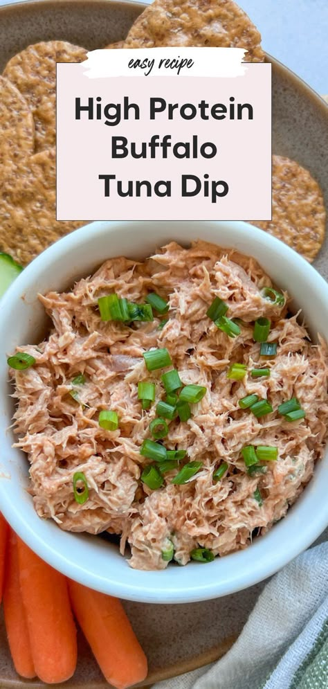 Create the perfect buffalo tuna dip, a creamy and cold buffalo dip that's perfect for prep ahead lunches. This high protein buffalo dip pairs wonderfully with celery, carrots, and chips, or spread it on a wrap for a flavorful meal. Prep Ahead Lunches, High Protein Dips, Pescatarian Dinners, Protein Dips, Buffalo Tuna, Protein Lunch Ideas, Healthy Tuna Recipes, Tuna Dip, Christmas Party Appetizers