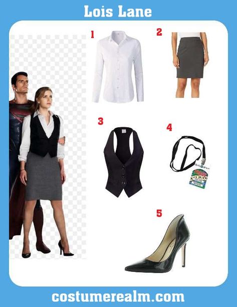 Super Lois Costume Superman Lois Lane Costume, Lois Lane Costume Diy, Louis Lane Costume, Superman And Lois Lane Costume, Lois Lane Halloween Costume, Lois Lane Costume, Superman Dress, All Star Superman, Superman And Lois