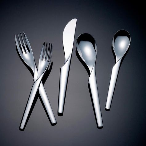 40 Unique Modern Flatware Sets That You Can Buy Right Now Unique Flatware, Flatware Design, Cutlery Design, Modern Flatware, Modern Placemats, Flatware Storage, Eating Utensils, Unique House Design, Food Storage Boxes