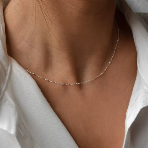 Delicate Silver Jewelry, Rose Gold Choker Necklace, Simple Silver Necklace, Minimalist Necklace Silver, Pretty Jewelry Necklaces, Silver Choker Necklace, Minimal Necklace, Classy Jewelry, Minimal Jewelry