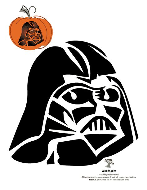 Darth Vader Pumpkin Stencil | Woo! Jr. Kids Activities Darth Vader Pumpkin Stencil, Darth Vader Pumpkin Carving, Stormtrooper Pumpkin, Darth Vader Logo, Star Wars Pumpkin Carving, Darth Vader Pumpkin, Star Wars Stencil, Carving Templates, Pumpkin Patterns