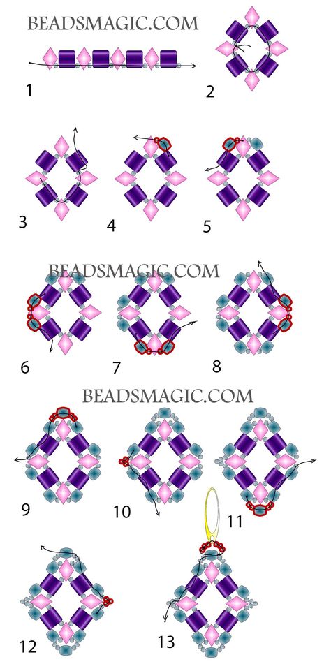 Free bead pattern and Video tutorial for earrings Zoe | Beads Magic Stringing Pearls, Make Beaded Earrings, Easy Beading Tutorials, Seed Bead Bracelets Diy, Jewelry Tutorials Free, Seed Bead Patterns Free, Free Beading Tutorials, Beads Magic, Simple Beaded Necklaces