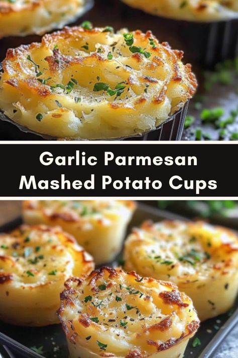 Main Side Dishes, Fun Potato Side Dishes, Bake Mashed Potatoes Recipe, Potato Cups Recipe, Mashed Potatoes Appetizer, Recipe With Potatoes Easy, Make Ahead Potatoes Recipes, Mashed Potato Muffin Cups, Keto Potatoes Recipes