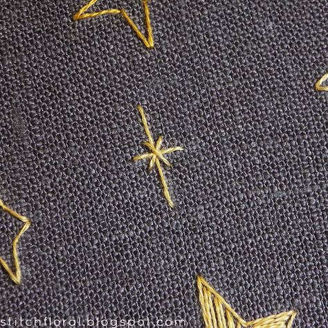 Easy embroidery: how to stitch stars Stars Embroidery, Simpul Pita, S Embroidery, Broderie Simple, How To Stitch, Textile Art Embroidery, Diy Broderie, Simple Embroidery Designs, Easy Embroidery