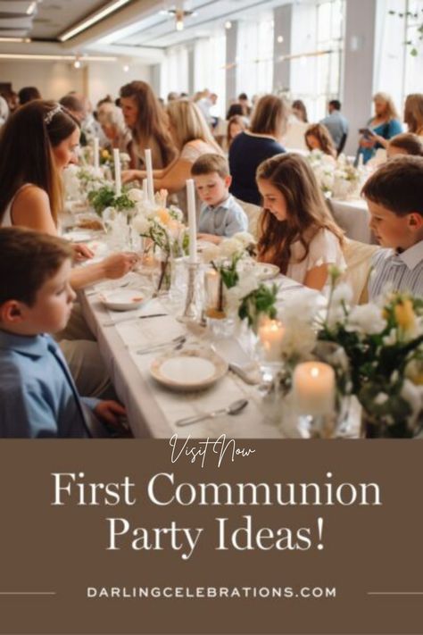 Visit Website First Communion Brunch Ideas, 1st Communion Party Ideas, First Communion Party Ideas, Communion Party Ideas, Communion Table, Holy Communion Party, Boys First Communion, First Communion Decorations, First Communion Cake