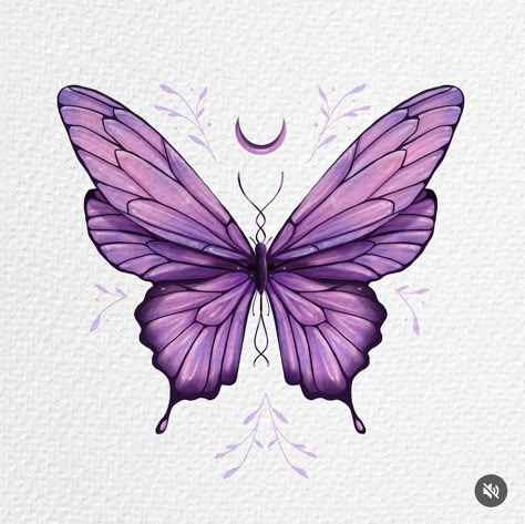 Purple Butterfly Painting Easy, Butterfly Colorful Drawing, Butterfly Drawing Purple, Crystal Butterfly Drawing, Color Pencil Butterfly, Unique Butterfly Drawing, Butterfly Artwork Illustration, Purple Butterfly Drawing, Beautiful Butterfly Drawing