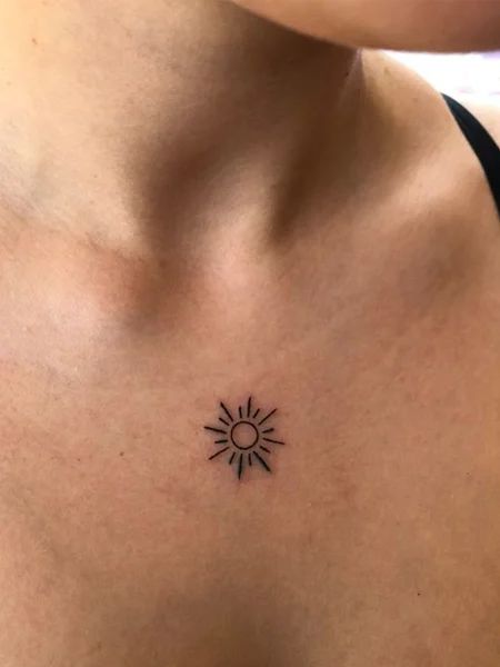 Sun Tattoo Neck Back, Sun Tattoos For Women, Tiny Sun Tattoo, Small Sun Tattoo, Sun Tattoo Small, Sun Tattoo Designs, Sun Tattoos, Poke Tattoo, Discreet Tattoos