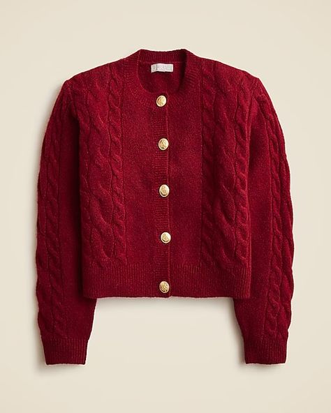 Search: Women's Cable-knit V-neck Cardigan Sweater | J.Crew Lady Jacket, Burgundy Cardigan, Cable Knit Sweater Cardigan, Sweater For Women, Cardigan Outfits, Jacket For Women, Oversized Style, Cable Knit Cardigan, Cardigan Sweaters For Women