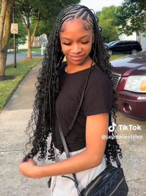 Braids With Tracks In The Back, Prom Curls, Back To School Braids, Curly Braided Hairstyles, Lemonade Braids Hairstyles, Braided Hairstyles For Black Women Cornrows, Quick Natural Hair Styles, Box Braids Hairstyles For Black Women