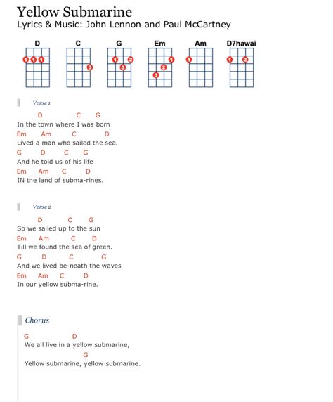 Yellow Submarine The Beatles Ukulele Made withe www.ukegeeks.com Beatles Ukulele Chords, Yellow Ukulele, Beatles Ukulele, Pink Moustache, Ukulele Tabs Songs, Easy Ukulele Songs, Ukulele Chords Songs, Uke Songs, Ukulele Tutorial