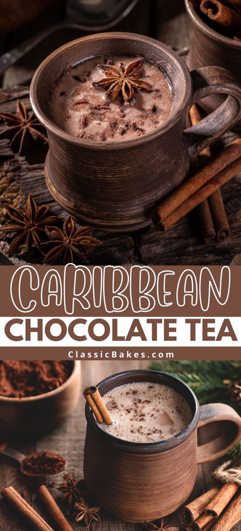 Chocolate Tea Recipe, Books And Tea, Hot Drinks Recipes, Tea Drink Recipes, Cocoa Tea, Hot Chocolate Recipes, Tea Recipe, Think Food, Chocolate Tea