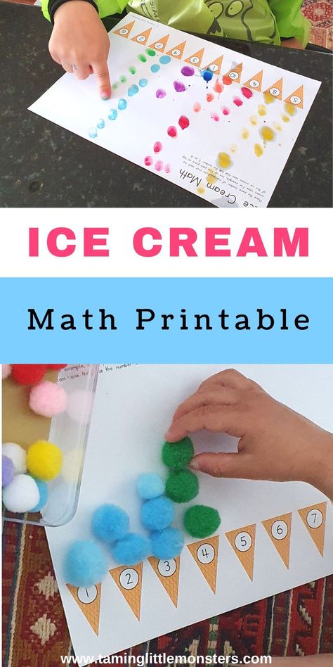 Ice Cream Counting Activity, Summer Food Preschool Craft, Summertime Theme Preschool, Should I Share My Ice Cream Activities Preschool, Math Ice Cream Activities, Summer Theme Math Activities Preschool, Ice Cream Numbers Free Printable, Summer Math Preschool, Ice Cream Truck Craft Preschool