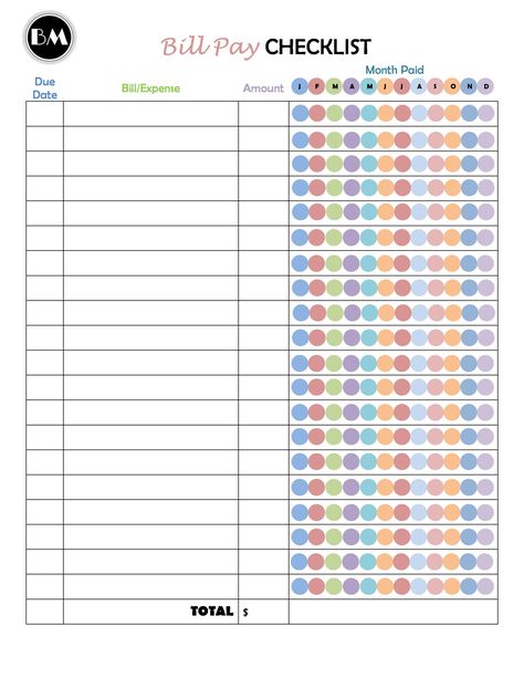 33 Free Bill Pay Checklists & Bill Calendars (PDF, Word & Excel) Bill Organization Printables, Bill Pay Checklist, Bill Payment Checklist, Bills Checklist, Bill Calendar, Bill Tracker Printable, Bill Pay, Bill Template, Monthly Bill