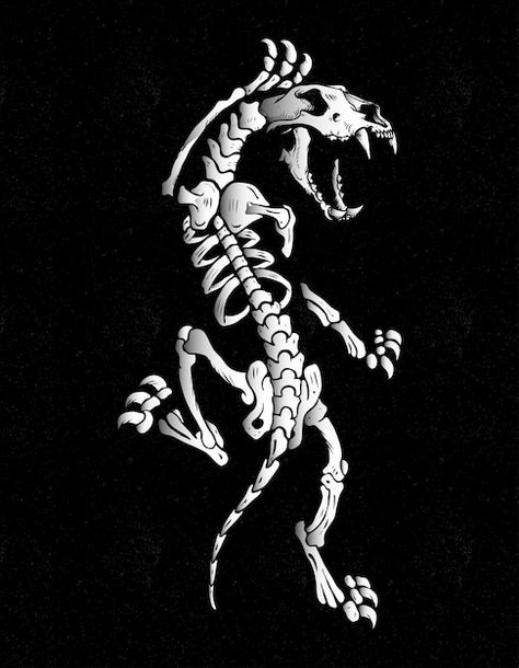 Panther Skeleton Tattoo, Panther Skull Tattoo, Tiger Skeleton Tattoo, Panther Skeleton, Panther Skull, Los Angeles Sign, Black Panther Drawing, Panther Graphic, Tiger Silhouette