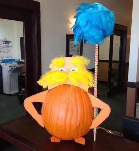 Lorax - No carve Pumpkin Lorax Halloween, The Lorax Pumpkin Ideas, The Lorax Pumpkin Carving, Lorax Pumpkin Painting, Lorax Pumpkin Carving, The Lorax Pumpkin, Lorax Pumpkin, Lorax Painting Ideas, The Lorax Painting Canvases