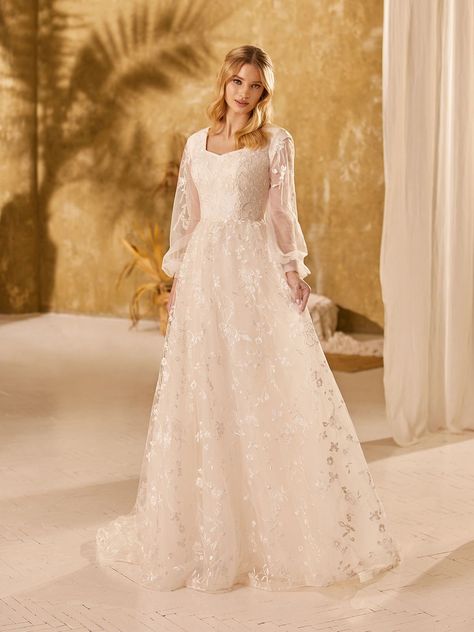 Moonlight Dress, Moonlight Bridal, Traditional Gowns, A Line Bridal Gowns, White Wedding Gowns, Modest Style, Lace Bridal Gown, Sleeve Wedding Dress, Affordable Dresses