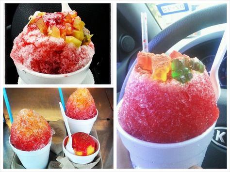 Top 5 Snacks From My Hometown In South Texas - I can vouch for the picadilly slushie with the gummy bears tossed in lime & chile salt... best thing ever!!! Piccadilly Recipe, Shave Ice Syrup Recipe, Shaved Ice Recipe, Snow Cones Recipes, Shaved Ice Syrup, Snow Cone Stand, Cute Tweets, Sno Cones, Mexican Snacks