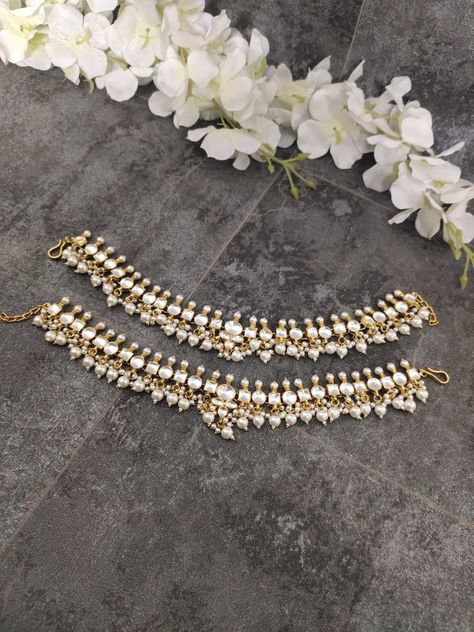 Kundan Anklets Design, Kundan Anklets, Kundan Payal, Kundan Bridal Jewellery, Anklets Indian, Anklet Designs, Jewellery Indian, Party Wear Indian Dresses, Bridal Jewellery Indian