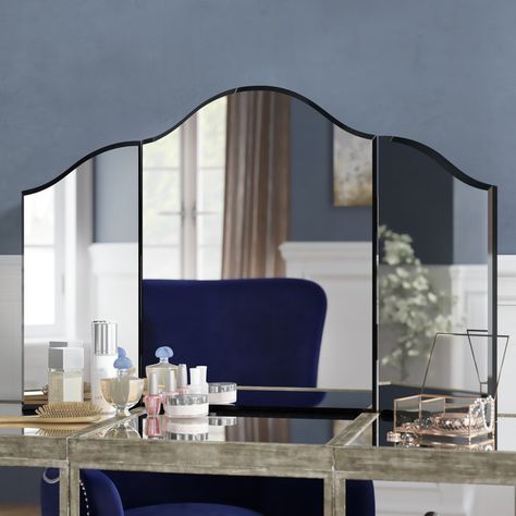 Tri-Fold Irregular Makeup Mirror Mirror Vinyl, Freestanding Mirrors, Chic Mirror, Shower Mirror, Trifold Mirror, Lighted Vanity Mirror, Frameless Mirror, Wooden Mirror, Square Mirror