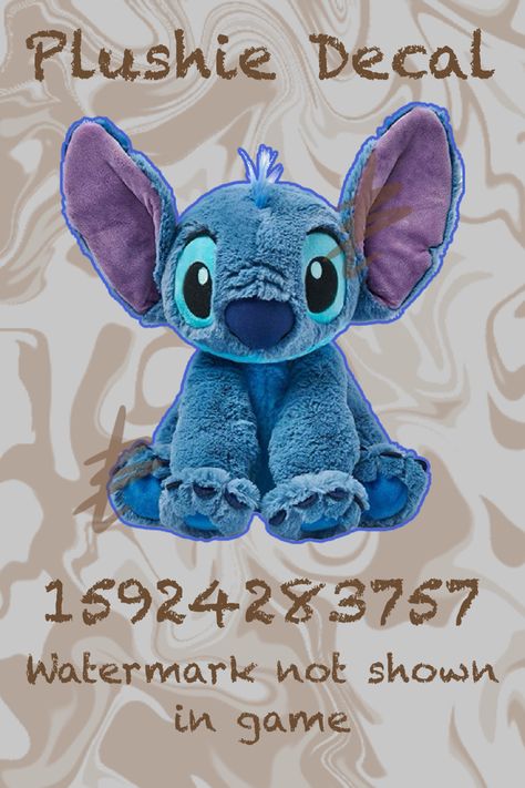 Bloxburg Plushie Decal! Let me know if the code does not work properly. Stitch Decals Bloxburg, Bloxburg Plushie Decals, Bloxburg Squishmallow Decal Codes, Pillow Decals Bloxburg, Bloxburg Pillow Decals, Beauty Decals, Roblox Hacks, Bloxburg Decals Codes Aesthetic, Roblox Decals