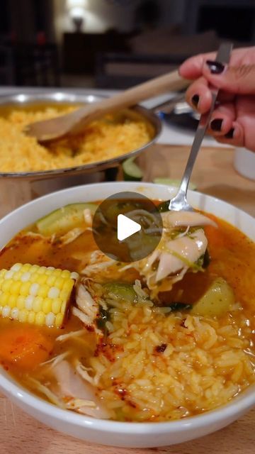 Maria | Pizquita de Sal | Mexican Recipes on Instagram: "Caldo de Pollo Recipe #mexicanfood #caldodepollo

Ingredients:
12 cups of water
6 chicken legs (with skin on)
4 chicken breasts (with skin on)
2 tablespoons salt
2-3 ears of corn, cut into small pieces
10 small potatoes, halved (skin on)
2 carrots, chopped
2 Mexican calabacitas (or zucchini), chopped
Fresh cilantro, chopped
2 chiles morita (or chipotle)
¼ onion
2 garlic cloves
3 tomatoes
½ teaspoon oregano
Pinch of dried thyme
Arroz rojo (for serving)
Lime (for serving)
Chili oil (chilito de aceite, for serving)

Instructions:
In a large pot, bring 12 cups of water to a simmer. Add the chicken legs and chicken breasts.

Add 2 tablespoons of salt and cover the pot. 

When foam begins to rise to the top, remove and sift out the scum. Chicken Leg Soup Recipes, Chicken Calabaza Recipe, Chicken Caldo Mexican Recipe, Chicken Caldo, Calabaza Recipe, 1400 Calorie Meal Plan, Mexican Potatoes, Mexican Soup Recipes, Pollo Recipe