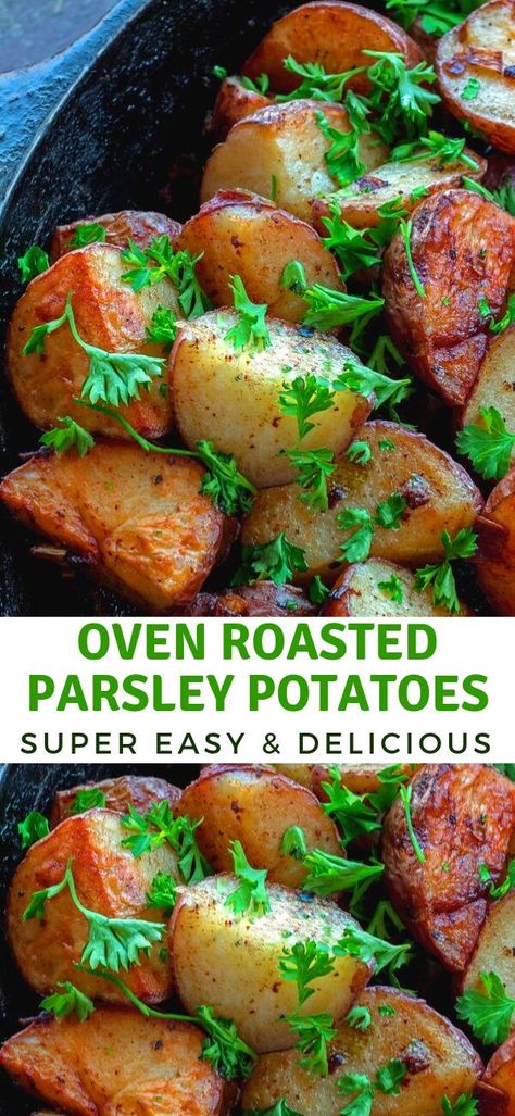 Baked Potatoes In The Oven, Potatoes In The Oven, Parsley Recipes, Canned Potatoes, Parsley Potatoes, Potato Recipes Side Dishes, Easy Veggie, Herb Recipes, Second Breakfast