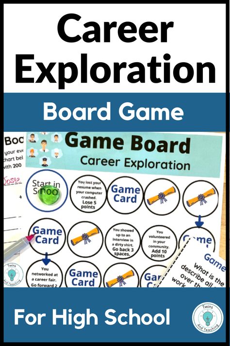 This middle school career exploration vocabulary board game is a fun way to review career exploration terms with your students! The students work in small groups to compete with one another to see who can complete the career exploration game board first by answering the questions correctly. Career Exploration High School, Career Exploration Activities, Homeschool High School Curriculum, Life Skills Curriculum, Curriculum Lesson Plans, Tech Education, High School Curriculum, High School Activities, Career Readiness