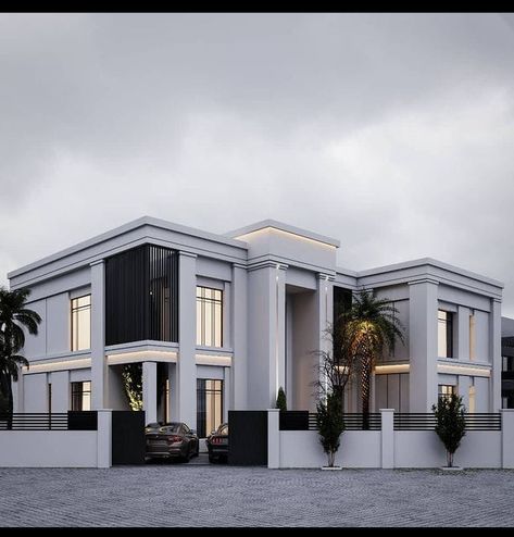 Classic Villa Exterior, New Classic Villa, Villa Exterior Design, Villa Ideas, Neoclassical House, Facade Architecture Design, Residential Building Design, Classic House Exterior, Classic House Design