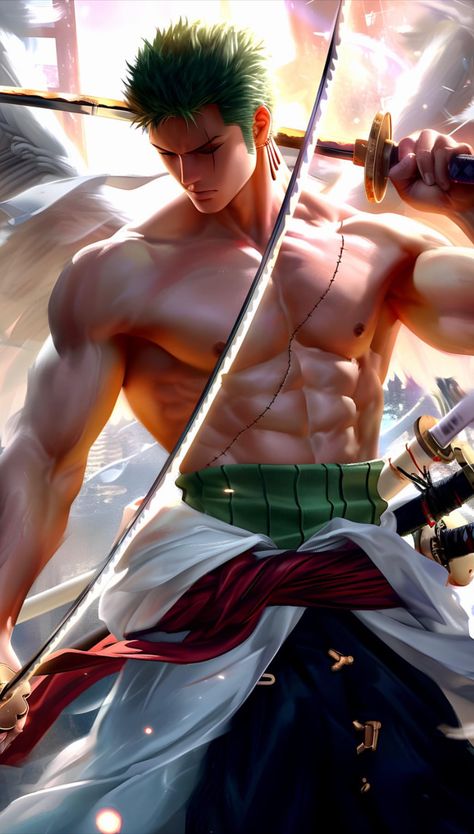 【ZORO】 ⁀➷ Wallpaper ✪ Zoro Sixpack, Fem Zoro, Anime Realism, Wallpaper Boy, Anime Gangster, Es Der Clown, Samurai Artwork, The Pirate King, Monster High Art