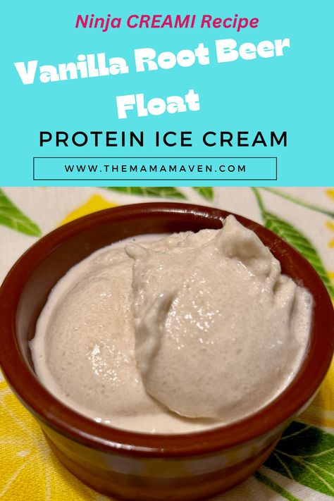 Guilt-Free Delight: Vanilla Root Beer Float Protein Ice Cream (Ninja CREAMI) Recipe using delicious protein powder from #cleansimpleeats #ninjacreami #proteinicecream Root Beer Ninja Creami, Ninja Creami Root Beer Ice Cream, Root Beer Ice Cream Recipe, Protein Ice Cream Ninja Creami, Ice Cream Ninja Creami, Ninja Creami Recipe, Ninja Creamy, Beer Ice Cream, Sugar Free Vanilla Pudding