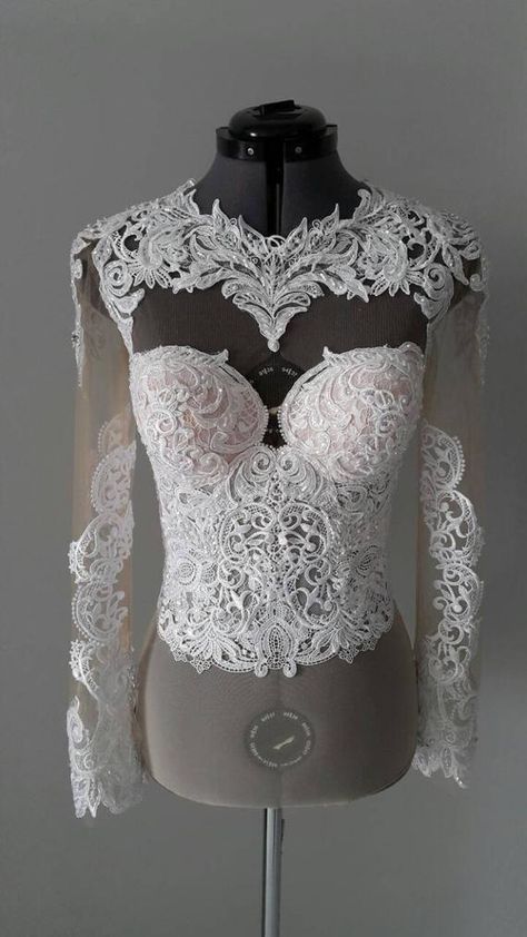 Bodysuit Wedding Dress, Bridal Bodysuit, Bridal Corset, Bridal Tops, Backless Bodysuit, Bridal Separates, Backless Wedding, Wedding Top, Lace Top Long Sleeve