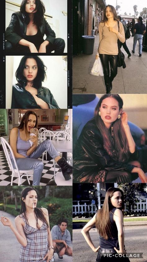 Angilena Jolie 90s Style, 90s Angelina Jolie Style, Anjelina Jolli 90s Aesthetic, Angelina Jolie Grunge, Angelina Jolie Outfits 90s, Angelina Jolie 90s Outfits, Angelina Jolie Style 90s, Angelina Jolie 80s, 90s Angelina Jolie