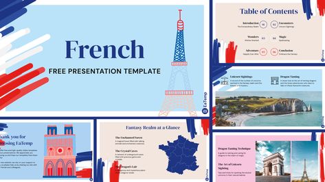 French PowerPoint Presentation Template - Free PowerPoint Templates, Google Slides, Figma Deck And Resume Theme Powerpoint, Ppt Template Design, Free Powerpoint Templates, Google Slides Theme, Powerpoint Template Free, Business Templates, Google Slides Themes, Template Google, Slides Template